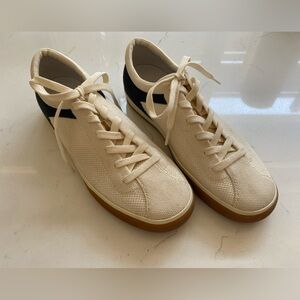 Rothy's Ivory and Blue Lace-Up Sneakers